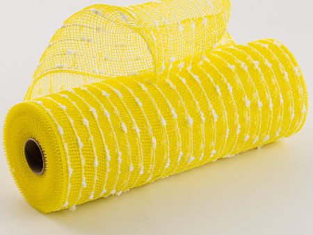 10  Snowball Deco Mesh: Yellow & White (10 Yards) For Cheap