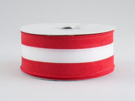 1.5  Satin Team Stripe Ribbon: Red & White (10 Yards) Online now