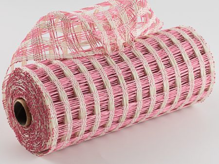 10  Poly Burlap Check Mesh: Pink & Cream on Sale