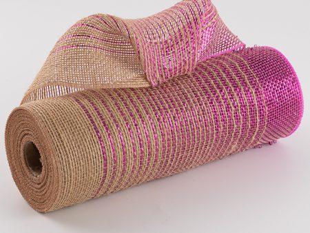 10  Jute Poly Mesh: Hot Pink Foil Ombré Discount