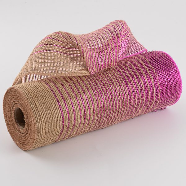 10  Jute Poly Mesh: Hot Pink Foil Ombré Discount