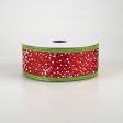 1.5  Glitter Pin Dots Ribbon: Christmas (10 Yards) For Cheap