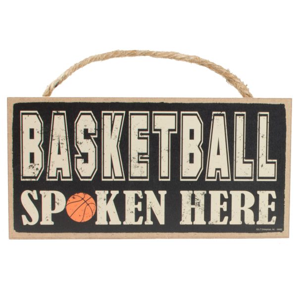 10  Wooden Sign: Basketball Spoken Here Online Sale