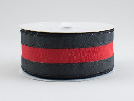 1.5  Satin Team Stripe Ribbon: Black & Garnet (10 Yards) Supply