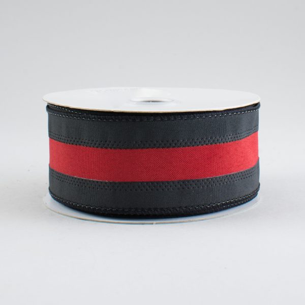 1.5  Satin Team Stripe Ribbon: Black & Garnet (10 Yards) Supply