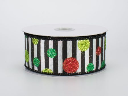 1.5  Stripe Ribbon: Christmas Glitter Dot (10 Yards) Online now