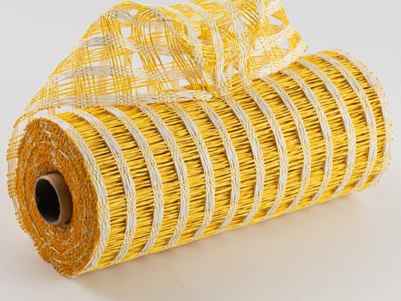 10  Poly Burlap Check Mesh: Yellow & Cream Cheap