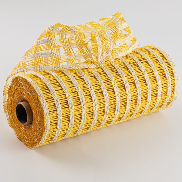 10  Poly Burlap Check Mesh: Yellow & Cream Cheap